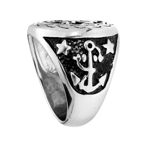 Chevali�re en acier plateau rond motif ancre marine - Vue 2