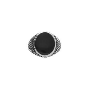 Bague en acier patin plateau oval avec onyx imitation - Vue 2