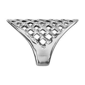 Bague en acier dessus large avec quadrillage granit� - Vue 2