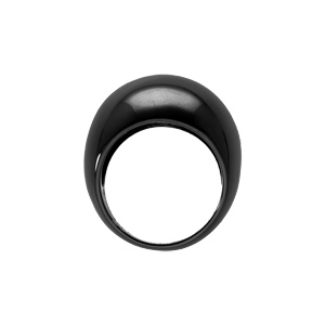 Bague en acier PVD noir gros jonc  lisse et bomb� - Vue 2