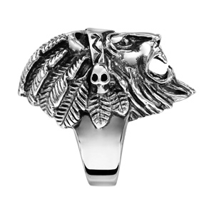 Chevali�re en acier patin� t�te de lion avec plume - Vue 2