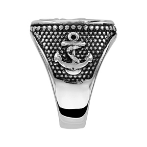 Chevali�re en acier patin� clout�e sur les c�t�s et le plateau oval avec motif ancre - Vue 2