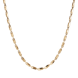 Cha�ne en acier et dorure jaune maille rectangle longueur 50cm r�glable - Vue 2