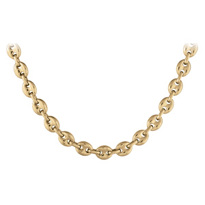 Collier en acier et PVD jaune maille grain caf� massive - largeur 9mm longueur  55cm - Vue 2