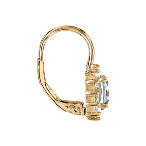 Boucles d\'oreille dormeuse en vermeil avec au centre une pierre blanche et contour d\'oxydes blancs sertis - Vue 2