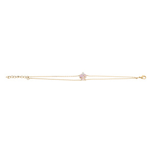 Bracelet en vermeil coeur oxyde rose avec motif volute 15+3cm - Vue 2