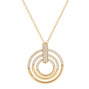 Collier en vermeil trois cercles avec oxydes blancs sertis   - 41+4cm - Vue 2