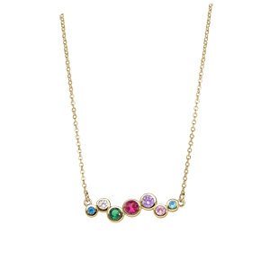 Collier en vermeil pendentif avec oxydes multicouleur 43+2cm - Vue 2