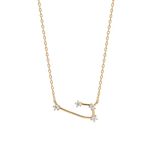 Collier en  vermeil zodiaque constellation b�lier oxydes blancs sertis longueur 42,5+2,5cm - Vue 2