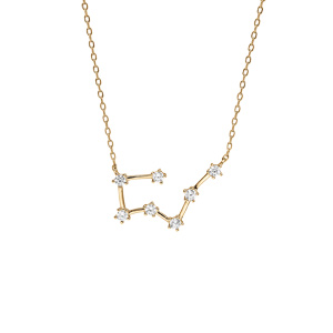 Collier en vermeil zodiaque constellation taureau oxydes blancs sertis, longueur 42,5+2,5cm - Vue 2