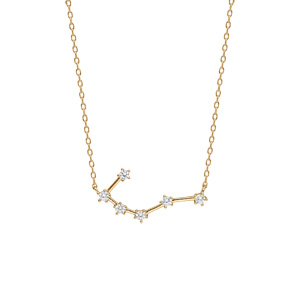 Collier en vermeil zodiaque constellation cancer oxydes blancs sertis, longueur 42,5+2,5cm - Vue 2