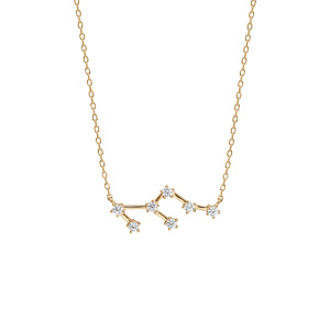 Collier en vermeil zodiaque constellation lion oxydes blancs sertis longueur 42,5+2,5cm - Vue 2