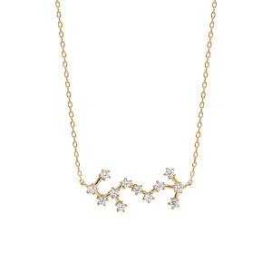 Collier en vermeil zodiaque constellation scorpion oxydes blancs sertis, longueur 42,5+2,5cm - Vue 2
