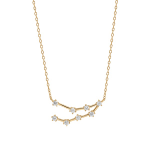 Collier en vermeil zodiaque constellation capricorne oxydes blancs sertis, longueur 42,5+2,5cm - Vue 2