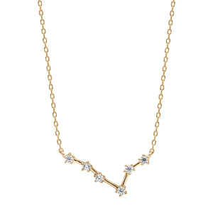 Collier en vermeil zodiaque constellation poisson oxydes blancs sertis, longueur 42,5+2,5cm - Vue 2