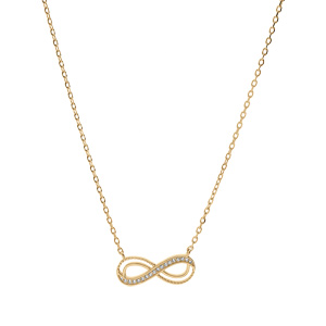 Collier en vermeil motif infini ajour� avec oxydes blancs sertis 40+5cm - Vue 2