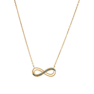 Collier en vermeil motif infini ajour� avec oxydes bleu clair sertis 40+5cm - Vue 2