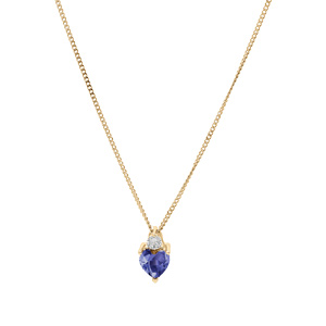 Collier en vermeil oxydes blanc et bleu fonc� forme coeur 42+3cm - Vue 2