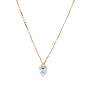 Collier en vermeil oxydes blanc et bleu ciel forme coeur 42+3cm - Vue 2