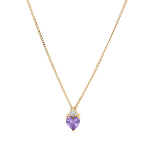 Collier en vermeil oxydes blanc et violet forme coeur 42+3cm - Vue 2