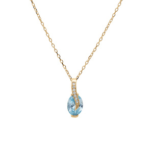 Collier en vermeil avec pendentif bleu ciel et oxydes blancs sertis 42+3cm - Vue 2