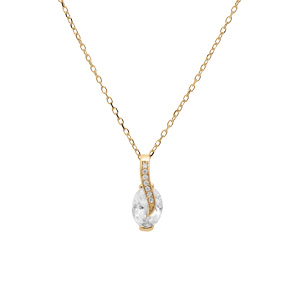 Collier en  vermeil avec pendentif oxydes blancs sertis 42+3cm - Vue 2