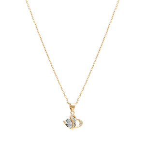 Collier en vermeil pendentif double coeur oxyde blanc -  40+3cm - Vue 2