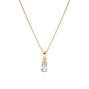 Collier en vermeil pendentif oxyde blanc et bleu ciel  - 42+3cm - Vue 2