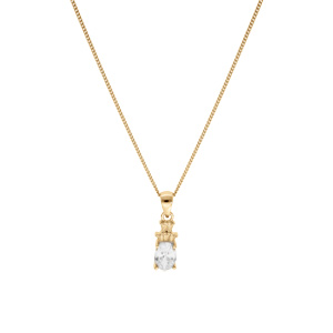 Collier en vermeil pendentif oxydes blancs  - 42+3cm - Vue 2