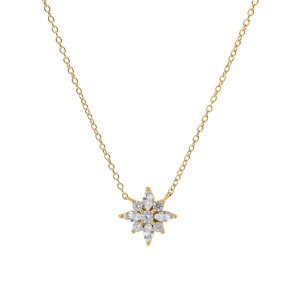 Collier en vermeil fleur d\'oxydes blancs sertis - 42+3cm - Vue 2