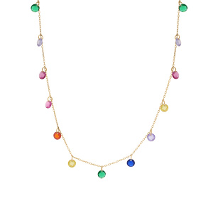 Collier en vermeil gouttes pierres multi couleurs   - 44cm r�glable 42 et 39,5cm - Vue 2