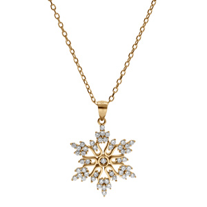 Collier en vermeil pendentif flocon de neige  - 42+3cm - Vue 2