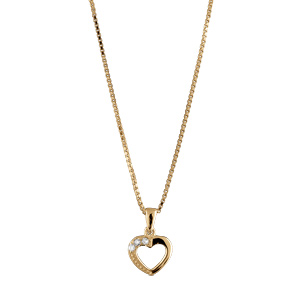 Collier en vermeil petit coeur ouvert pierres blanches 42+3cm - Vue 2