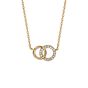 Collier en vermeil deux  cercles entremels pierres blanches  - 40+2cm - Vue 2