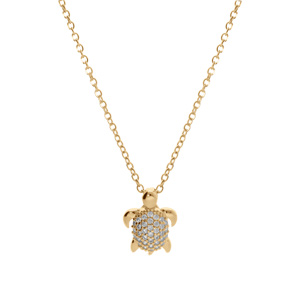 Collier en vermeil tortue oxydes blancs - 40+4cm - Vue 2