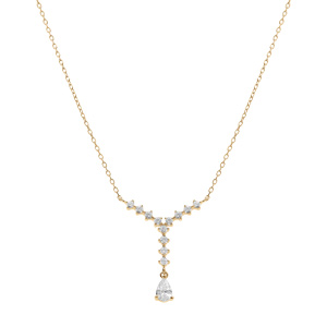 Collier en vermeil forme Y avec oxydes blancs sertis - 42+3cm - Vue 2