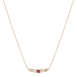 Collier en vermeil cha�ne avec motif infini Rubis v�ritable et Topazes blanches 42+3cm - Vue 2