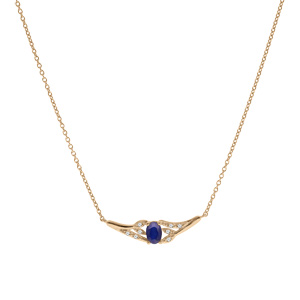 Collier en vermeil cha�ne avec pendentif v�g�tal Topazes blanches et Saphir v�ritable 42+3cm - Vue 2