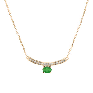 Collier en vermeil cha�ne avec pendentif Emeraude v�ritable et barre de Topazes blanches 42+3cm - Vue 2