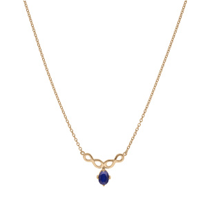 Collier en vermeil cha�ne avec pendentif infini lisse et Saphir v�ritable 42+3cm - Vue 2