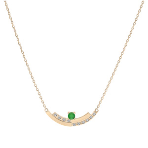 Collier en vermeil cha�ne avec pendentif Emeraude v�ritable et rail de Topazes blanches serties 42+3cm - Vue 2