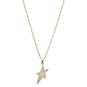 Collier en vermeil pendentif etoile  pierres blanches  - 42+3cm - Vue 2