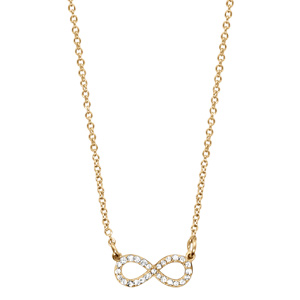 Collier en vermeil forme huit (infini) petit mod�le avec pierres blanches   - 42+3cm - Vue 2