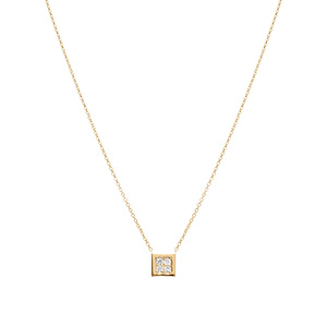 Collier en vermeil carr� empli d\'oxydes blancs sertis  - 40+4cm - Vue 2