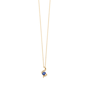 Collier en vermeil pendentif pierre bleue et oxydes blancs sertis - 40+4cm - Vue 2