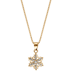 Collier en vermeil pendentif flocon de neige plein - 42+3cm - Vue 2