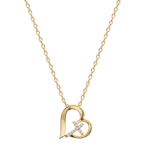 Collier en vermeil pendentif coeur et croix d\'oxydes blancs   - 42+3cm - Vue 2