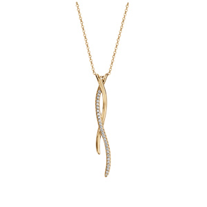 Collier en vermeil cha�ne avec pendentif branches et oxydes blancs sertis 42+3cm - Vue 2