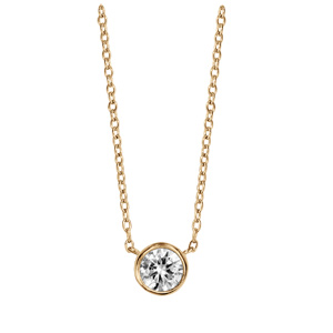 Collier en vermeil cha�ne avec solitaire serti clos diam�tre 5mm 40+4cm - Vue 2