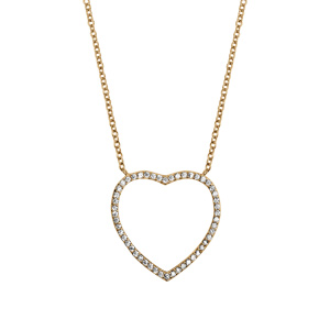 Collier en vermeil pendentif coeur ajour� oxydes blancs sur le contour  - 40+4cm - Vue 2